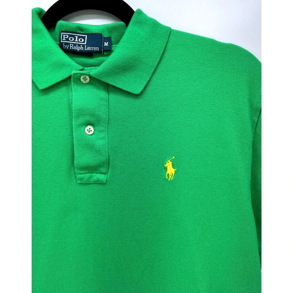 Polo Ralph Lauren Kelly Green Polo Yellow Pony Sz‎ M Classic Preppy Ivy League